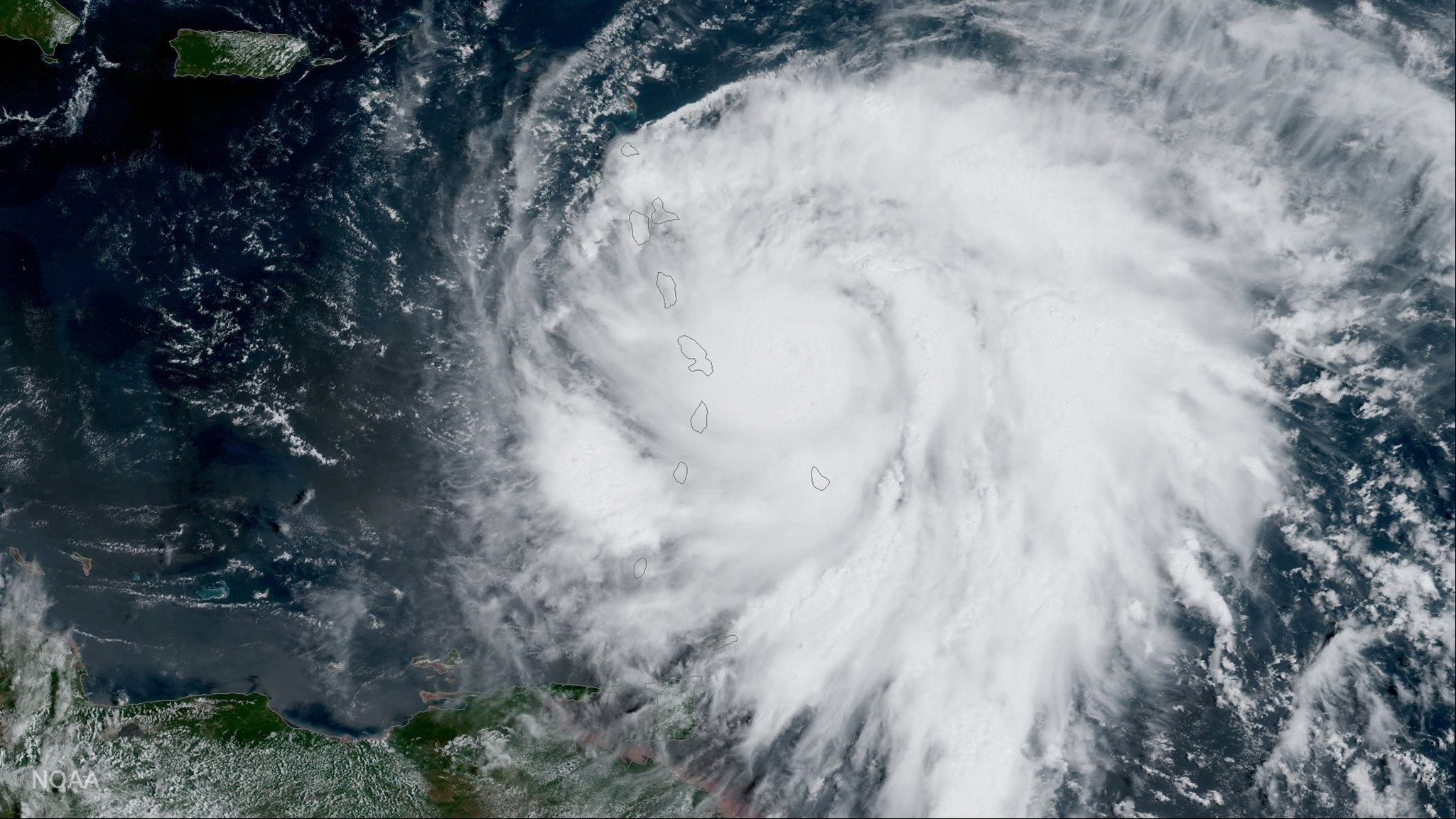 Caribe - Olho do furacão Maria nas ilhas do Caribe (NOAA/EPA/EFE)
